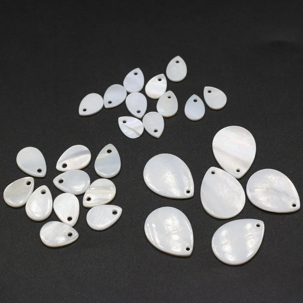 10pcs Water Drop Shape Natural Freshwater White Mother of Pearl Shell Beads for Necklace Jewelry Making Gift Size 7x10mm 9x13mm