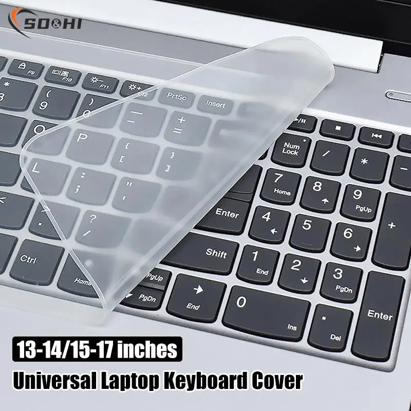 Tampa protetora impermeável e anti-dustproof do silicone para o teclado do portátil, 13-17 polegadas, 1pc