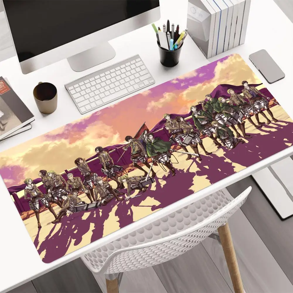 Anime Non-Skid Mouse Pad, A-Attack on Titan, Mouse Pad de tamanho grande, Tapete de mesa de teclado, Lock Edge, 80x40cm, 1000x500mm