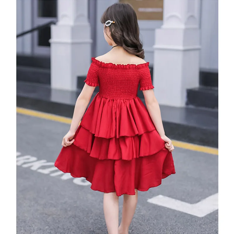 Girl\'s Dress 2024 Summer New Korean Edition Little Girl Short sleeved Princess Dress Girl\'s Western Style Internet Red Dress Tre