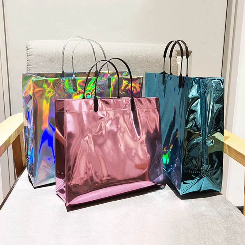 5PCS Multi Color Handheld Gift Bag Waterproof Thickened Laser Gift Bag Suitable for Shopping Mall Birthday Parties Wedding