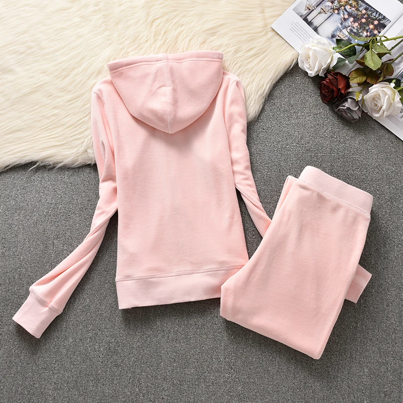 2 Piece Sets Women Outfit Tracksuit Hoodies Tracksuit 2 Piece Set with Pocket Trousers and Jacket Sets Velvet Tracksuit