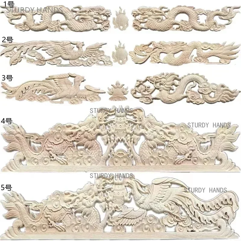 3pcs/set Chinese Wood Carving Imitation Antique Solid Wood Decal Double Dragon Play Beads Home Decoration Custom Wood Relief