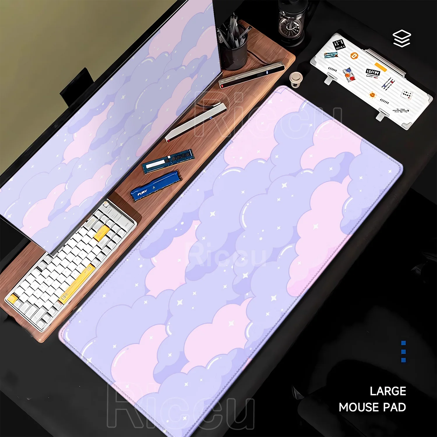 Large Size blue Mousepad Pastel Clouds Kawaii Cartoon cute Mouse Rubber Table Mat Extended Gaming Lock Edge Keyboard Desk Mat