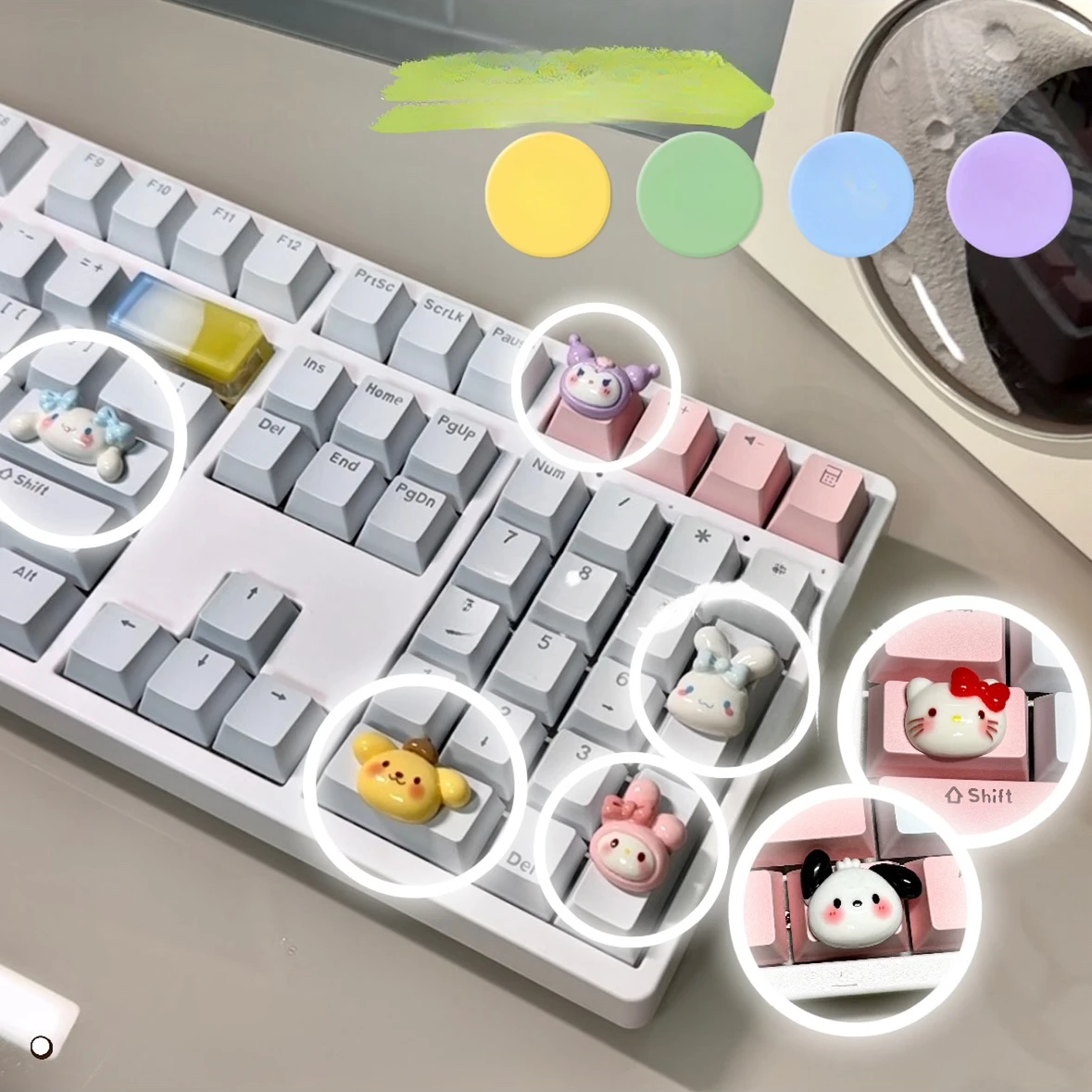 

Sanrio Personalized Keycap Cute Cartoon Keycaps for Cross Axis Mechanical Keyboards Ctrl Capslook Enter Key