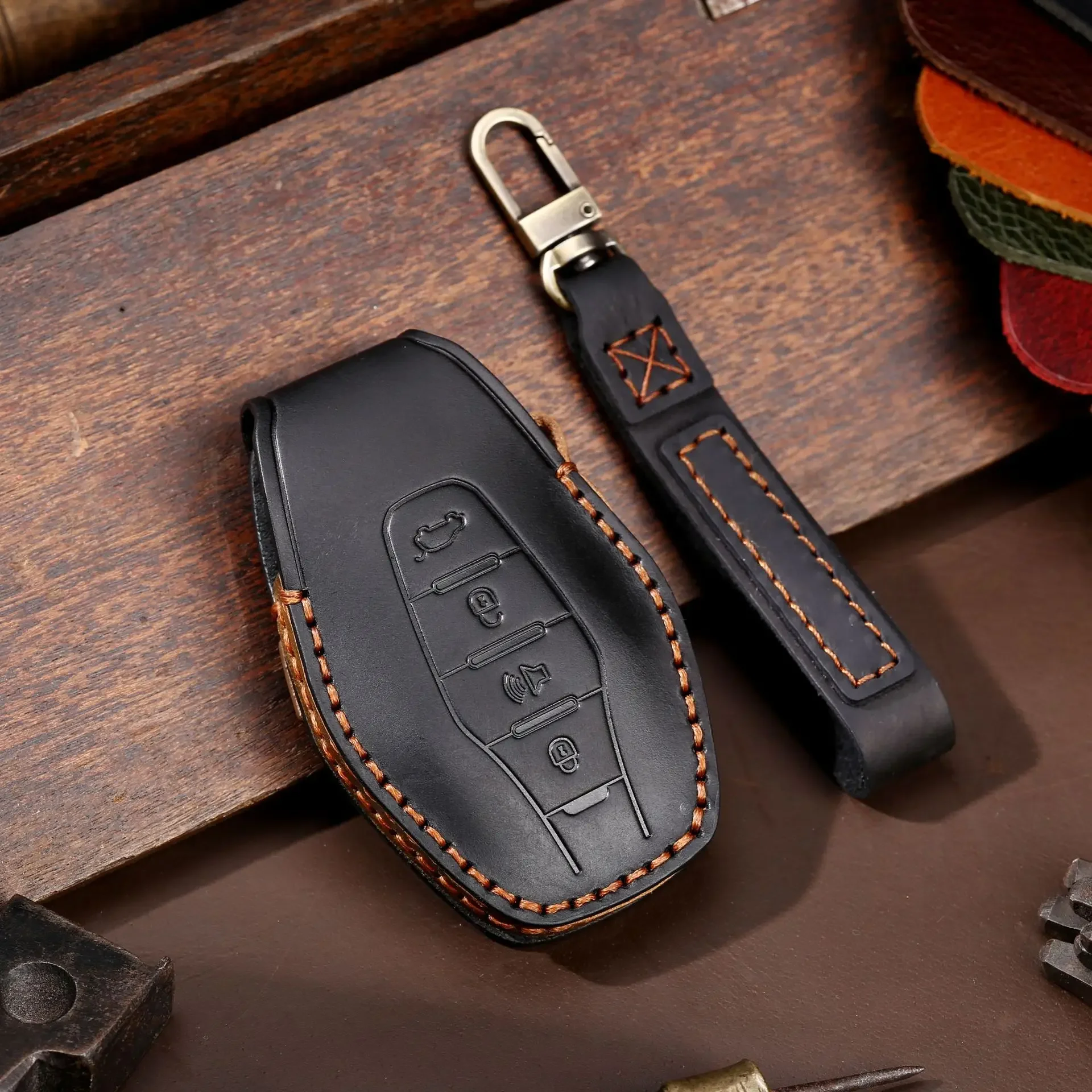 

1pc Leather Car Smart Remote Key Fob Case Cover Shell Bag For Chery JETOUR X70 X70plus X70m X90plus X95pro Keychain Accessories