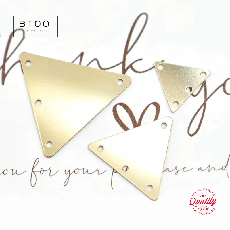 

Triangle Charm 14K Gold Filled Connector Triangle Slice Charm Gold Multi Hole Connector Tarnish Resistant Jewelry Findings
