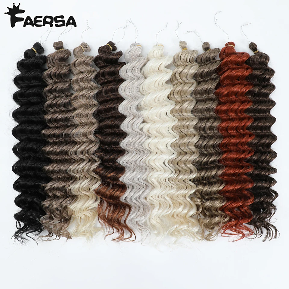 

24" Deep Wavy Twist Synthetic Crochet Hair Afro Curly Hair Crochet Braids Ombre Blonde Brown Braiding Hair Extensions For Women