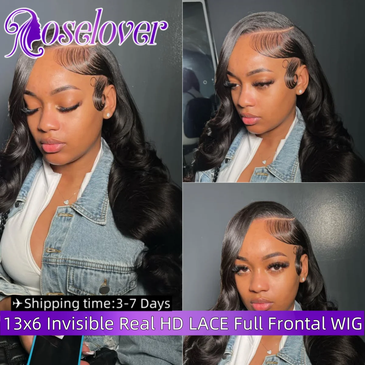 ROSELOVER 34Inch 13x6 Onzichtbare Real HD Kant Volledige Frontale Pruik Melt Skins Pruik Pre Geplukt 250% maagdelijk Haar voor Zwarte Vrouw