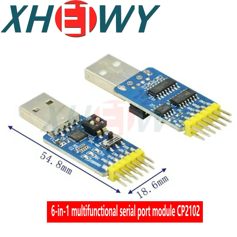 Módulo de puerto serie multifuncional CP2102, 6 en 1, usb a TTL 485 232, conversión recíproca, compatible con nivel de 3,3 V/5V