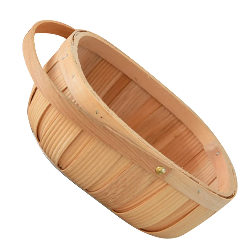 

Handwoven Bamboo Storage Basket Small Fruit Vegetable Organizer Kitchen Pantry Farmhouse Decor Portable Egg Flower Harvest