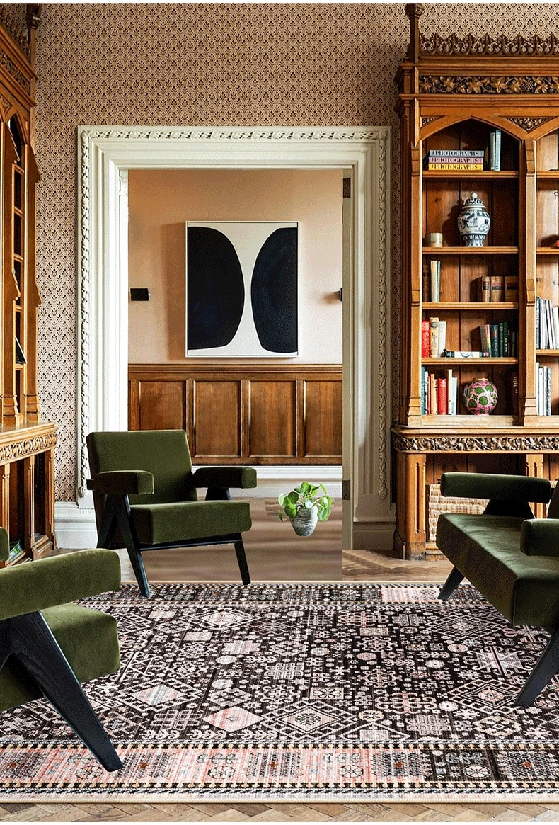 Moroccan American Living Room Carpet Middle Ancient Rugs For Bedroom Home Soft Table Floor Mat Soft Large Size Study Area Rug