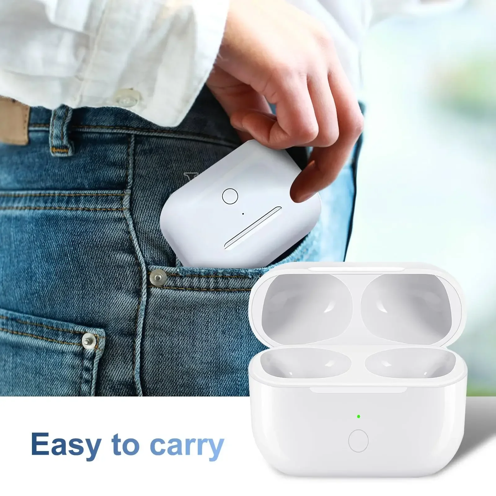 Estuche de carga inalámbrica Compatible con Airpods Pro 1/2, batería de 450mAh, Airpods Pro 1/2, botón de sincronización de emparejamiento Bluetooth