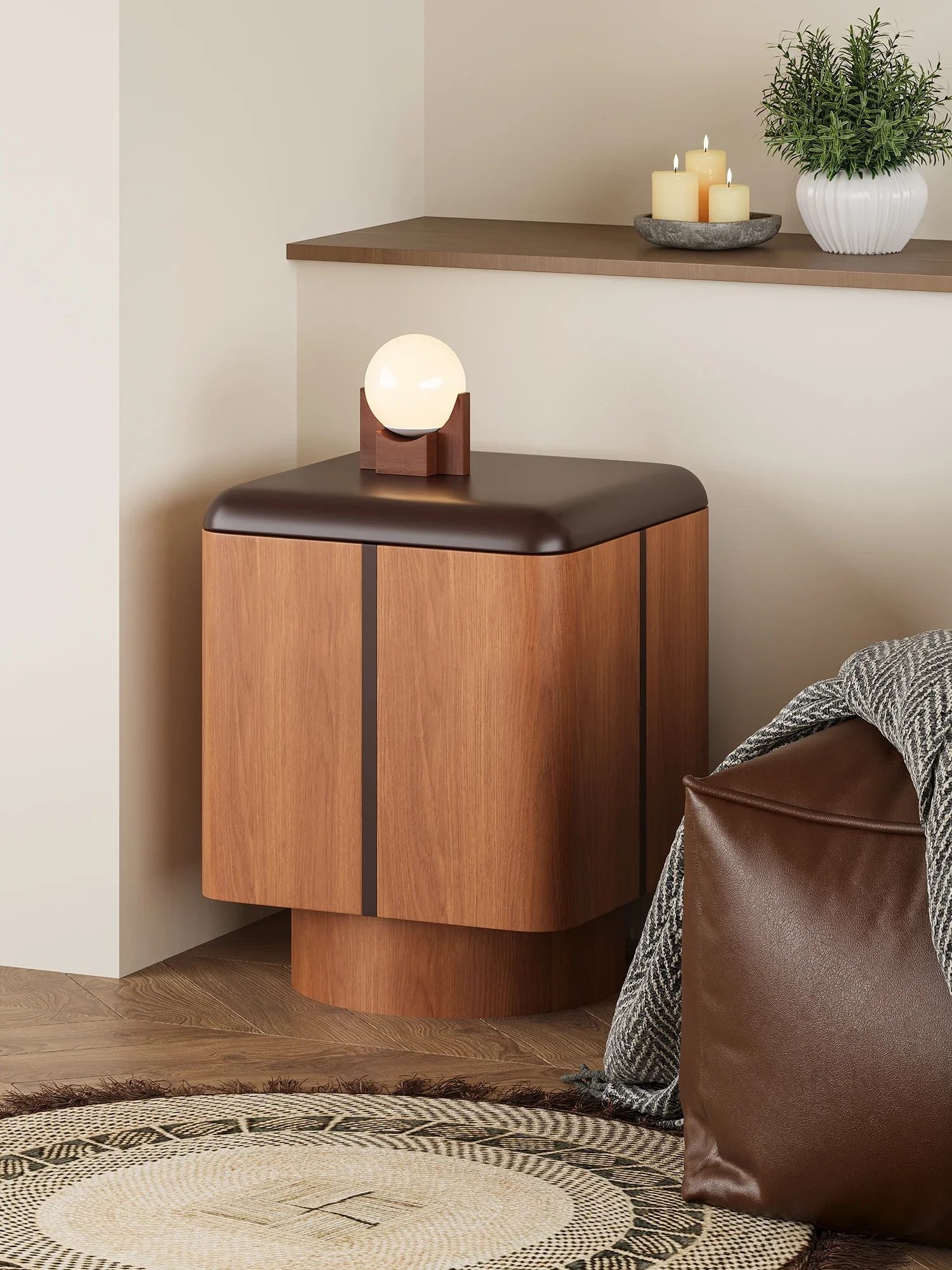 Armoire de Rangement Modulaire Rétro, Table en Frêne Chaud, Combinaison de Canapé, Armoire Latérale