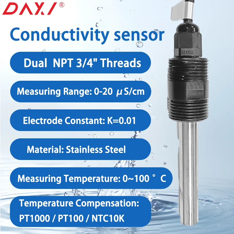 Online Conductivity Sensor for Reverse Osmosis Water System Ultra Pure Water Monitoring High Accuracy Industrial Probe