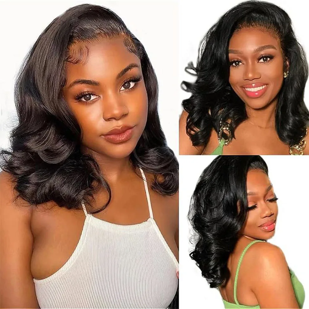 

Brazilian Body Wave Short Bob Wigs Loose Bouncy Curly Human Hair Wig Wavy Side Part Bob Wigs for Women Perruque Cheveux Humain