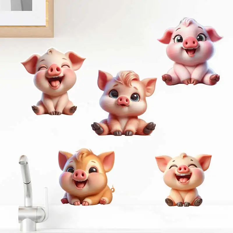 Cute Piggy Wall Sticker Baby Kids Room Decoration Mural Self-adhesive Bedroom Home Wallpaper Nursery Decor Decals S707