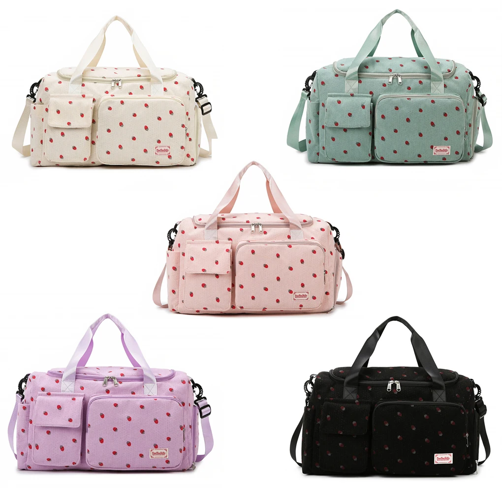 

Дорожная сумка большой вместимости с клубничным принтом 202, многофункциональная, для сухого и влажного разделения, независимая коробка для обуви, повседневный стиль