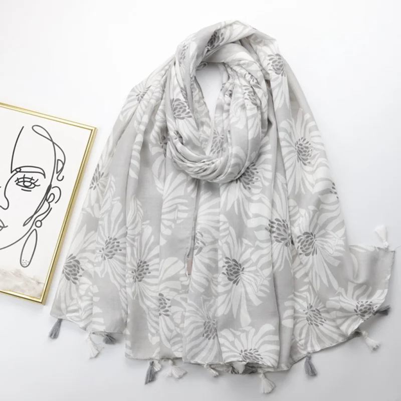 

Bianhua Factory Sales-Border Live Print Silk Scarf Cotton Soft Feel Women's Long Scarf Spring Autumn S