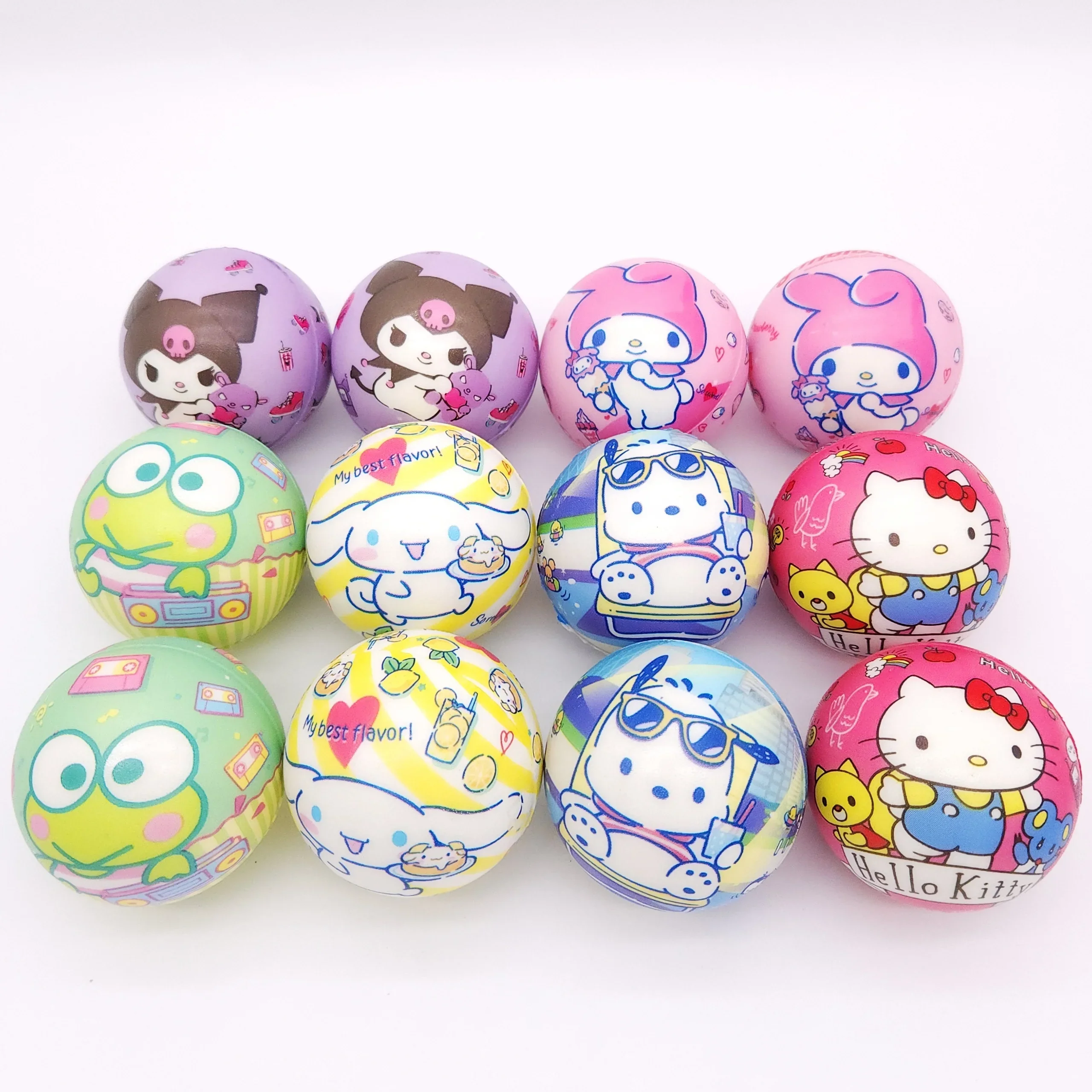 12pcs Sanrio Pinch Fun Stress Relieving Toy Release Ball Slow Rebound Stress Relieving Artifact Cute Children\'s Toy