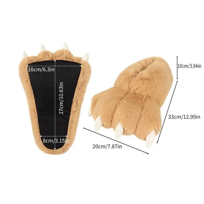 652F 動物の足スリッパぬいぐるみ暖かいホームクローズドバック靴面白い毛皮のような爪スリッパノベルティ動物の足スリッパ大人用