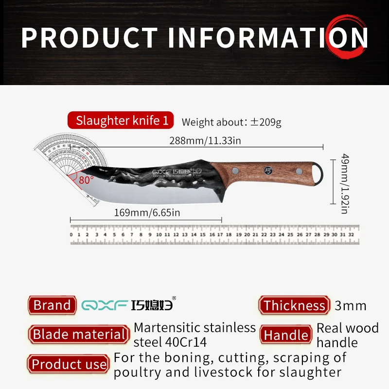 【Venda quente】Faca de açougueiro de aço damasco para cozinha, forjada à mão, borda, ferramenta profissional de processamento de carne