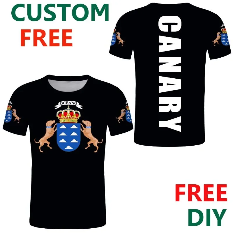 Canary Islands Men T Shirt Free Custom CanariesFlag Tshirt ISLAS CANARIAS Espanol Young Man SPAINISH Clothes