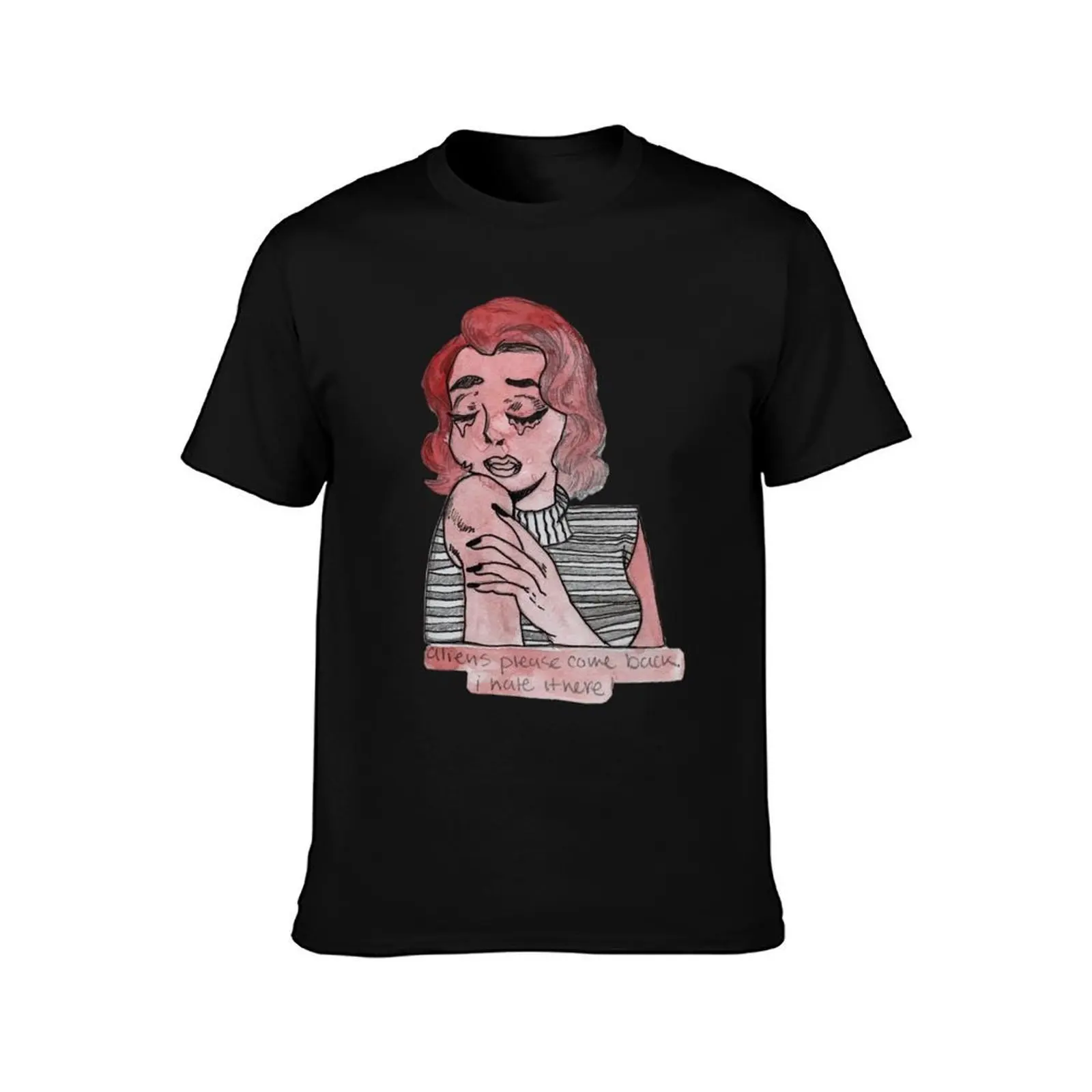 Vintage despair T-Shirt, Summer Casual Cotton Tee, Oversized Streetwear Tops, Vintage Graphic Print, Loose Fit Short Sleeve