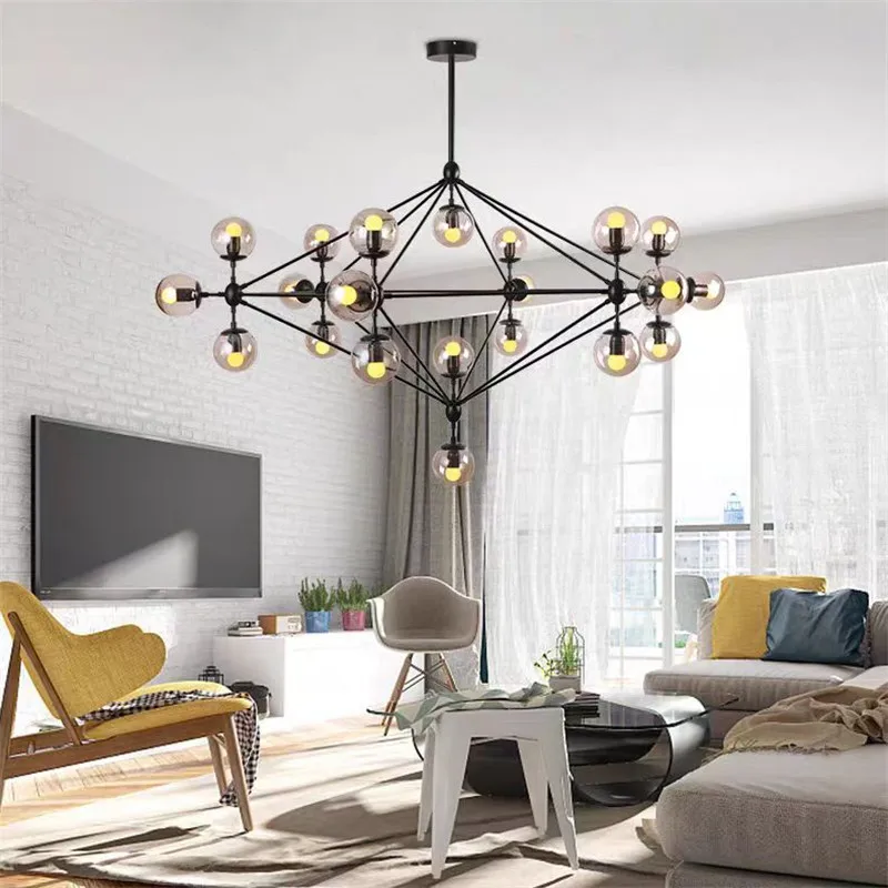 American geometric Chandelier Beans Glass molecular light Loft Living Room Bedroom Industrial Coffee large chandeliers hanging