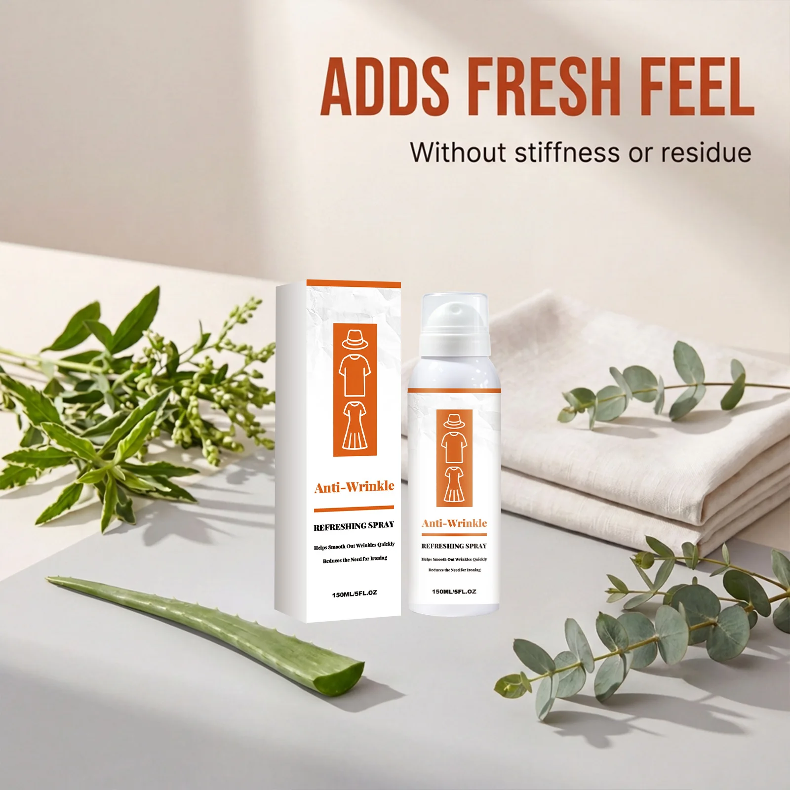 150ml Anti-Wrinkle Refreshing Spray For Clothes Fabric Softener Anti Static Smooth Wrinkles Quick Release Fabric Refresher Spray