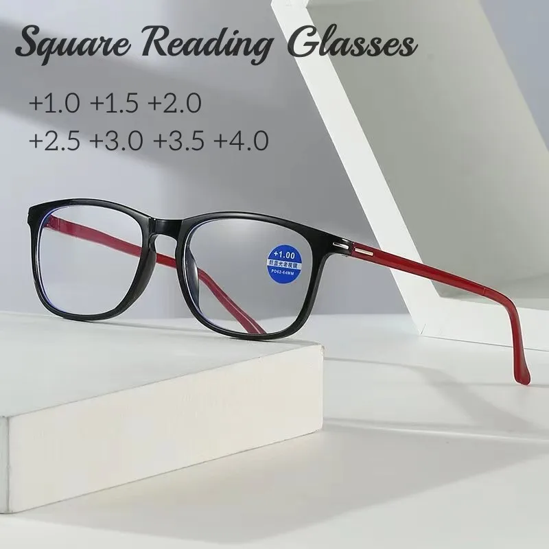 

Ultralight Anti-blue Light Eyeglasses 2 Styles Round Square Frame Reading Glasses Women Men Retro Flexible Diopter Eyewear +4.0