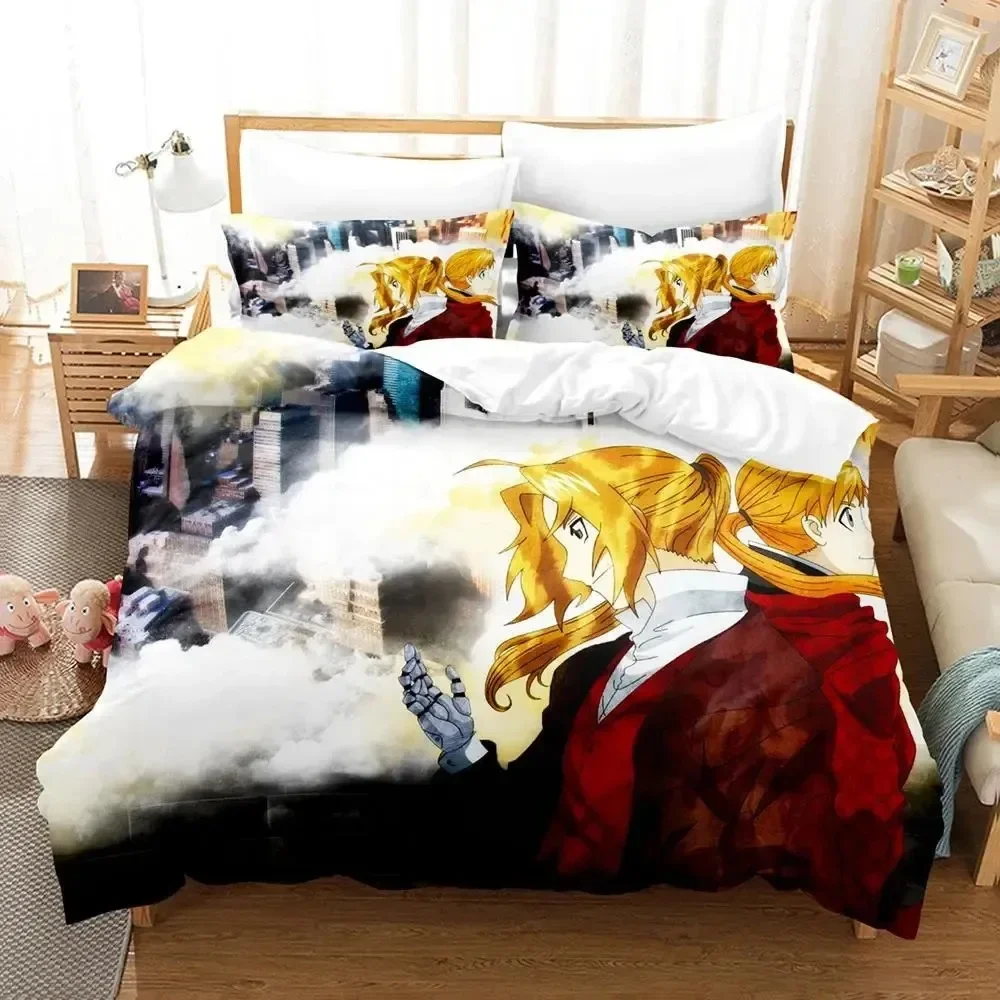 Anime Fullmetal Alchemist Bed Linen Bedding Set with Duvet Cover Pillowcase Single Couple Bedsheet King Queen Double Twin Size