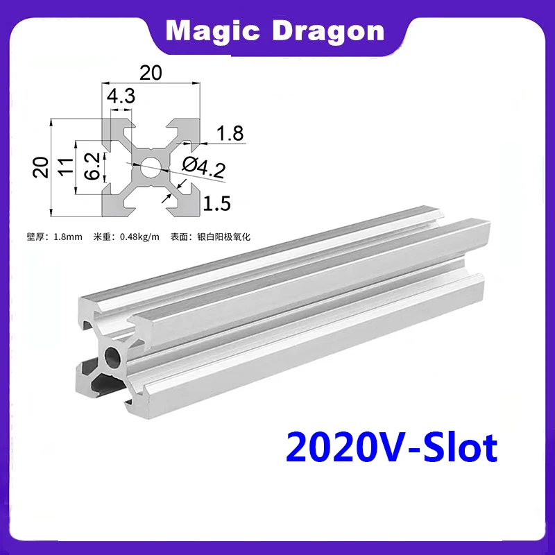 

1/4PC 2020 V-slot European Standard Anodized Aluminum Profile Extrusion 200 350 500 800 mm Length Linear Rail for CNC 3D Printer