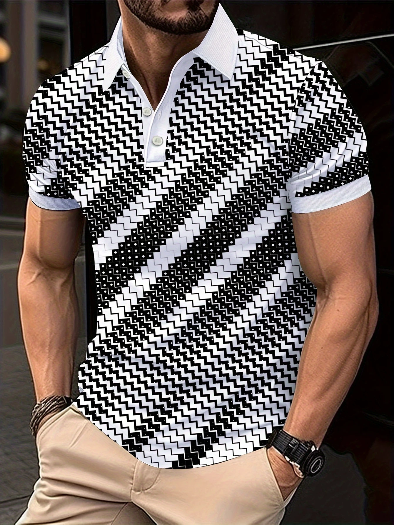 2026 hot selling summer fashion cycle wave texture pattern design 3D printing fast drying polo shirt business elite sports shirt