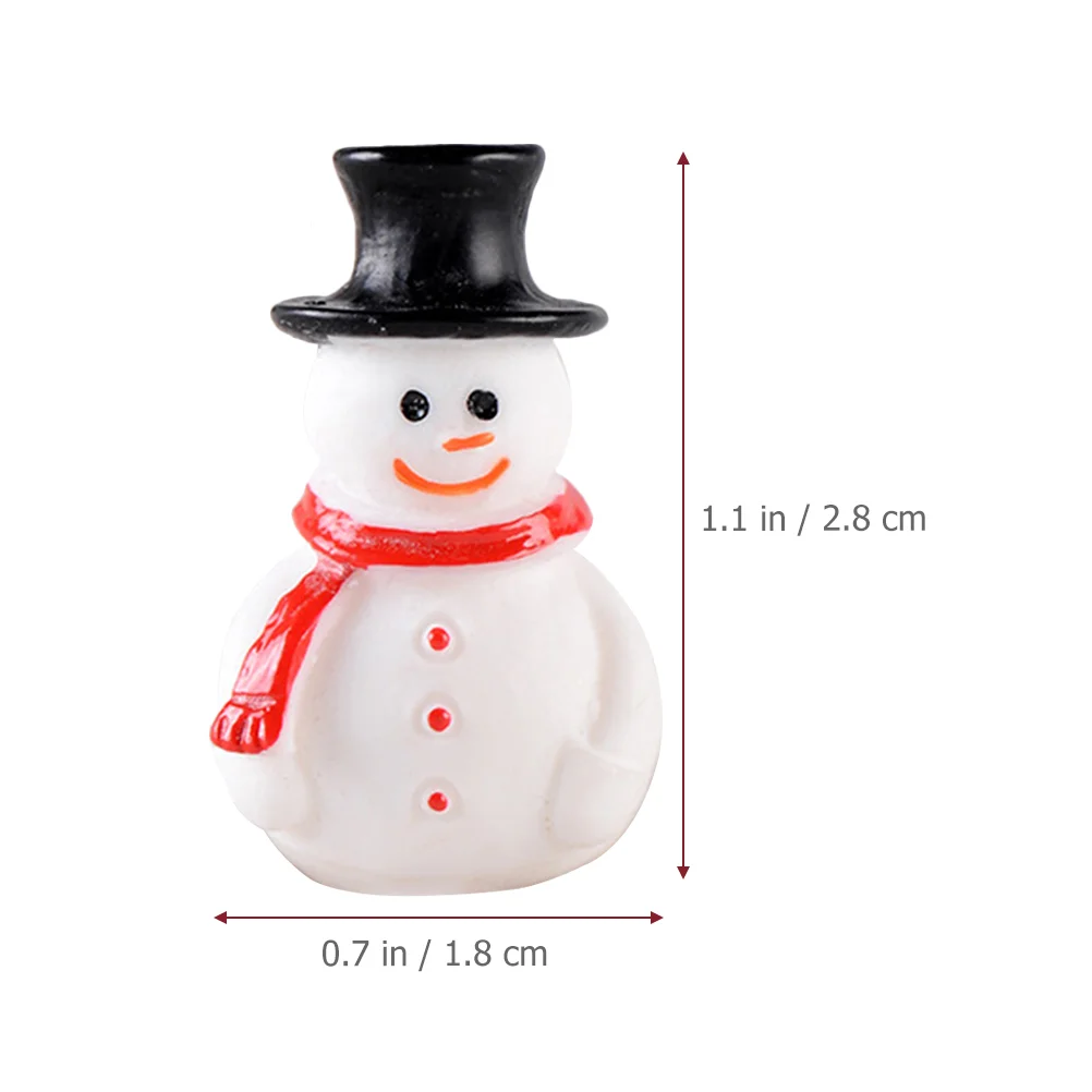 20 Pcs Mini Snowman Ornaments Miniature Cream Gum Resin Xmas Decorative Party Decors Tiny Craft Child