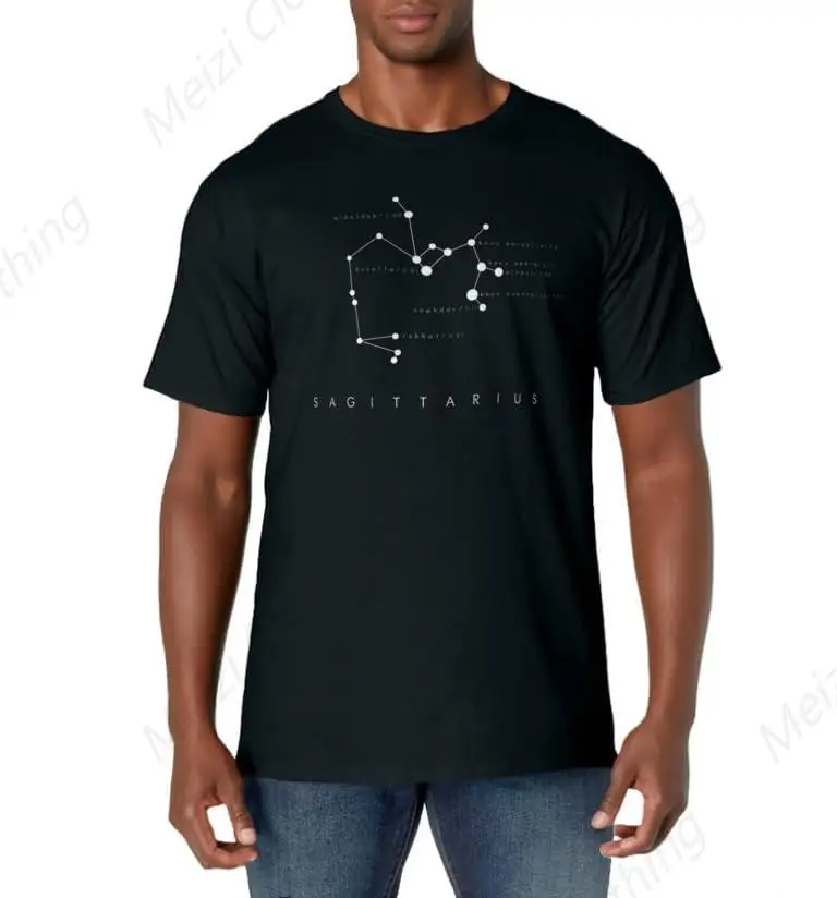 Sagittarius constellation mystical men's T-shirt fashionable cool men's mysterious cotton short sleeved shirt