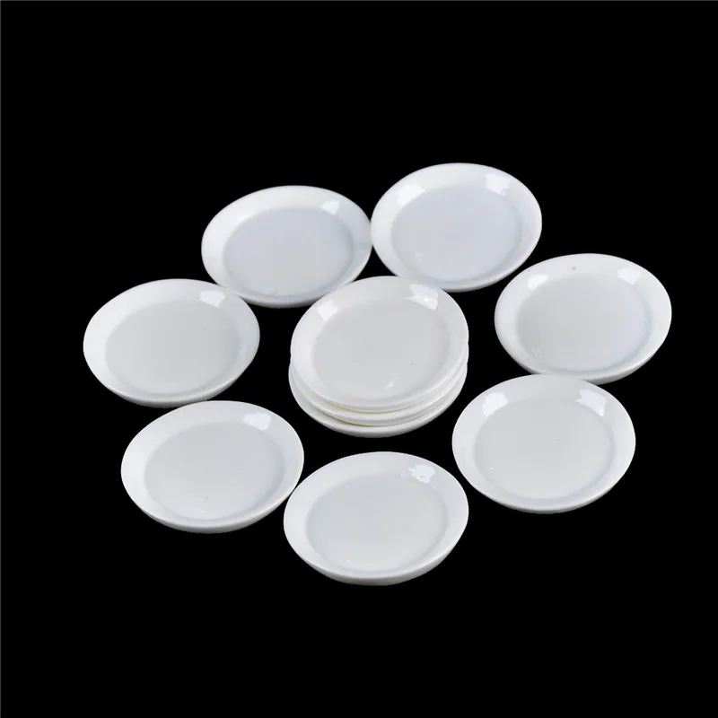 10pcs Dollhouse Miniature Resin Trays Plates Doll Mini Food Dishes Tableware