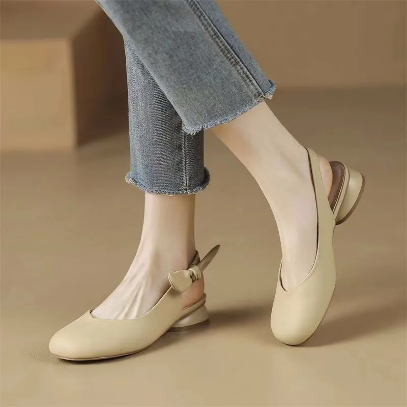 Sandały Baotou damskie 2023 lato New Fashion Round Toe Mary Jane damskie buty płytkie wsuwane na czółenka Zapatillas Mujer