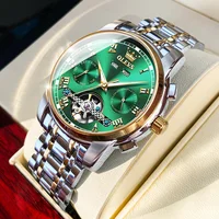 OLEVS montres pour hommes automatique mécanique affaires montre-bracelet étanche bracelet en acier inoxydable montre pour homme squelette calendrier 5