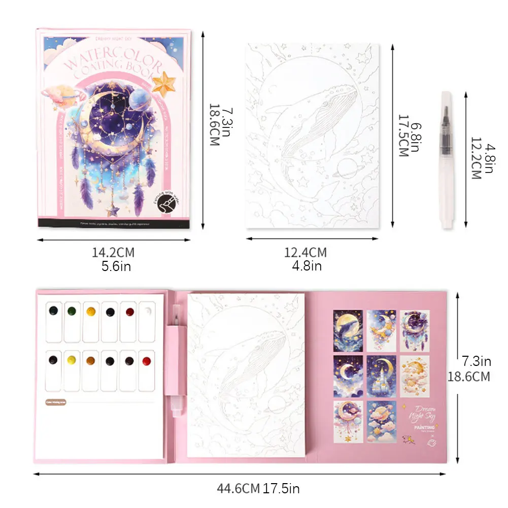 

Инновационный набор для снятия стресса, книга для рисования акварелью для взрослых, 3-кратный акварельный блокнот для начинающих