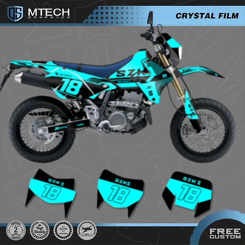 DSMTECH Custom Team Motorcycle Graphic Decal & Sticker Kit For SUZUKI DRZ400 SM S E DRZ 400 SM S E 1999-2022 Custom Number 003