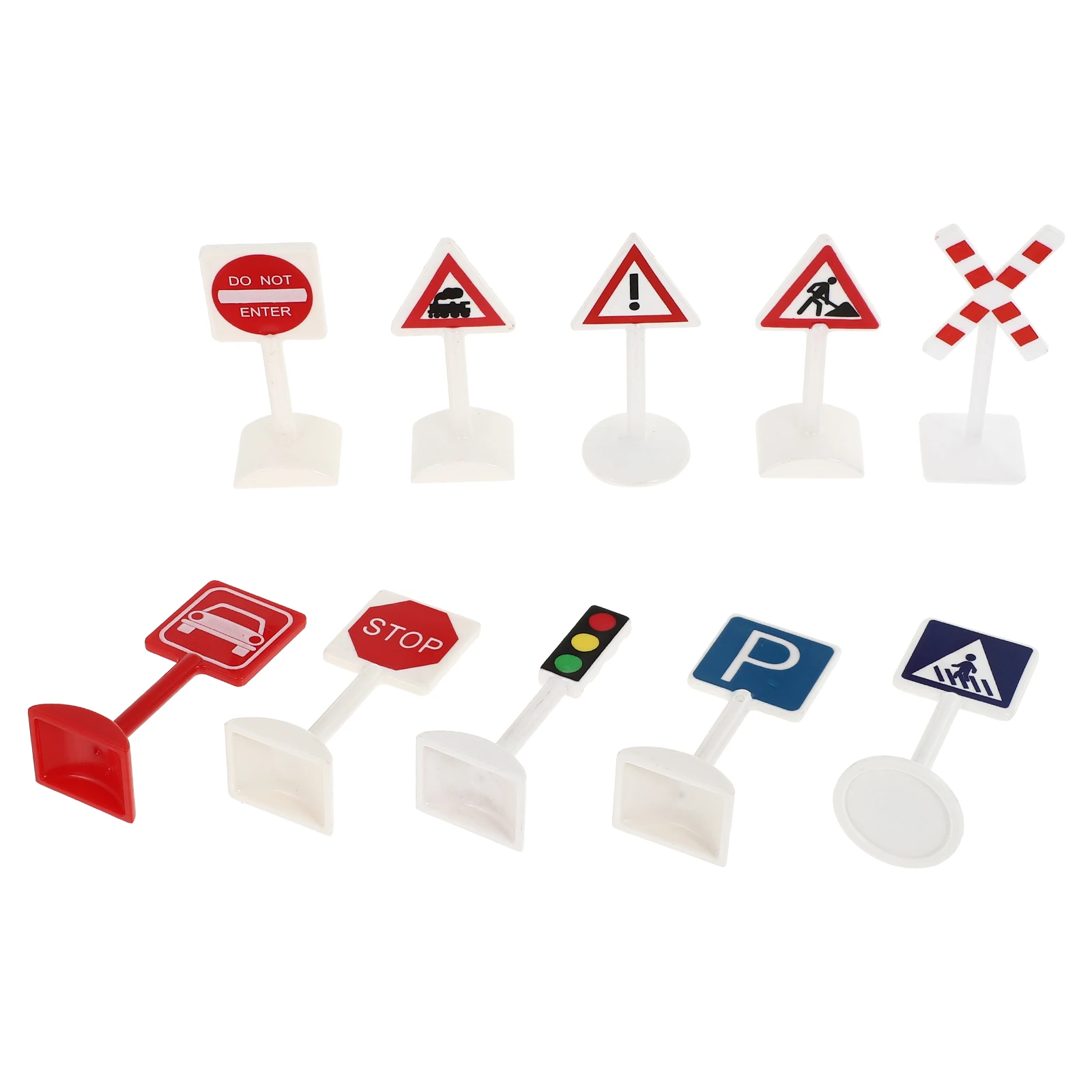 

10pcs Miniature Traffic Signs Educational For Kids Diy Sand Table Decor With Simulation Roadblocks Plastic Traffic Light Mini