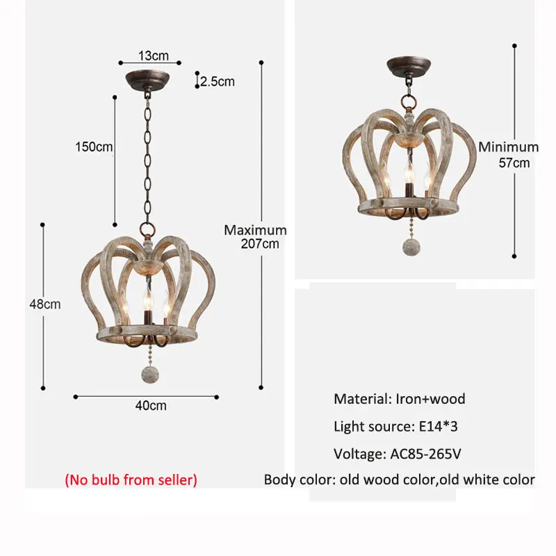 Creative Retro American Countryside Chandelier European French Solid Wood Lamp Living Room Restaurant Kitchen E14 Pendant Light