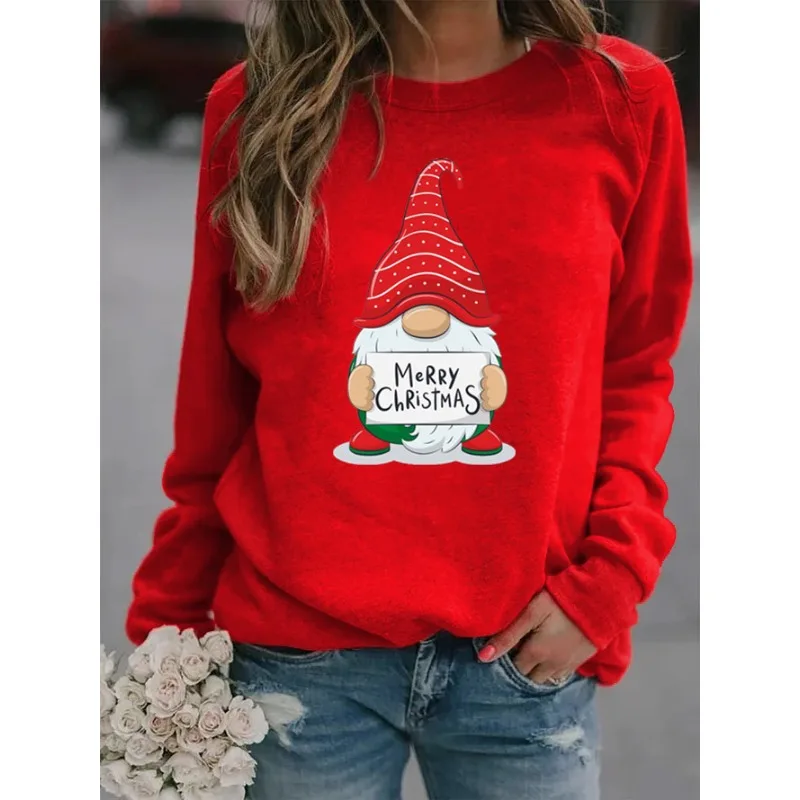 

Europe and The United States Christmas New Crew-neck Long-sleeved Pullover Casual Printed Fleece Hoodie Sweatshirt Streetwear
