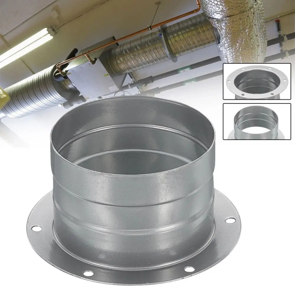 Metal Exhaust Duct Connector Flange Round High-temperature Resistant Straight Flange Adapter 75-300mm Air Vent Duct Flange