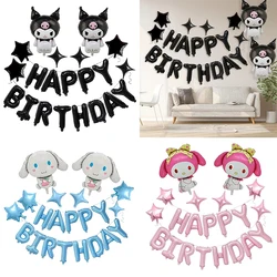 9 pz/1set Kuromi tema festa di compleanno palloncino Set buon compleanno Banner Foil palloncino Kawaii carino Anime decorazione del partito forniture