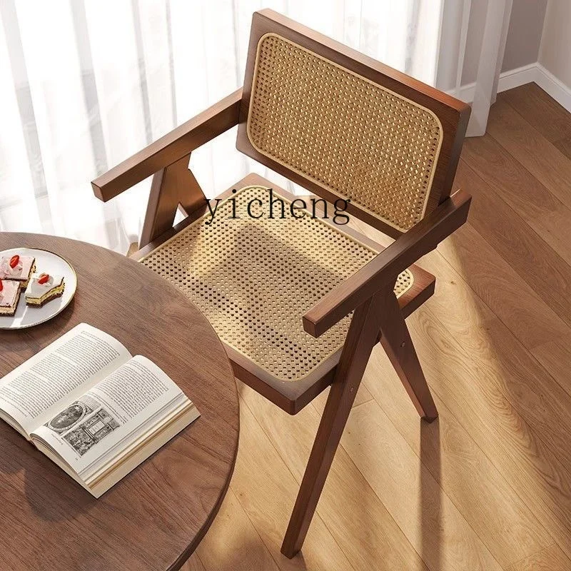 

YXY Solid Wood Dining Chair Living Room Home Rattan Chair Coffee Shop Leisure Rattan Chair