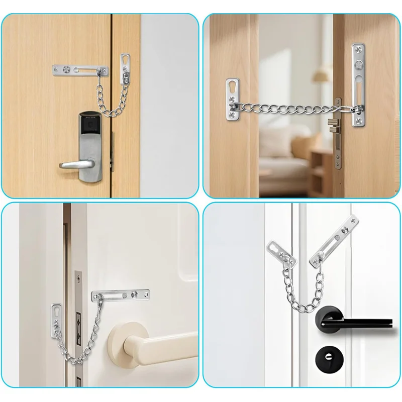 Stainless Steel Door Chain Lock Door Chain with Spring Security Lock for Home Hotel Door Guard Latch Lock Security Chain Guard