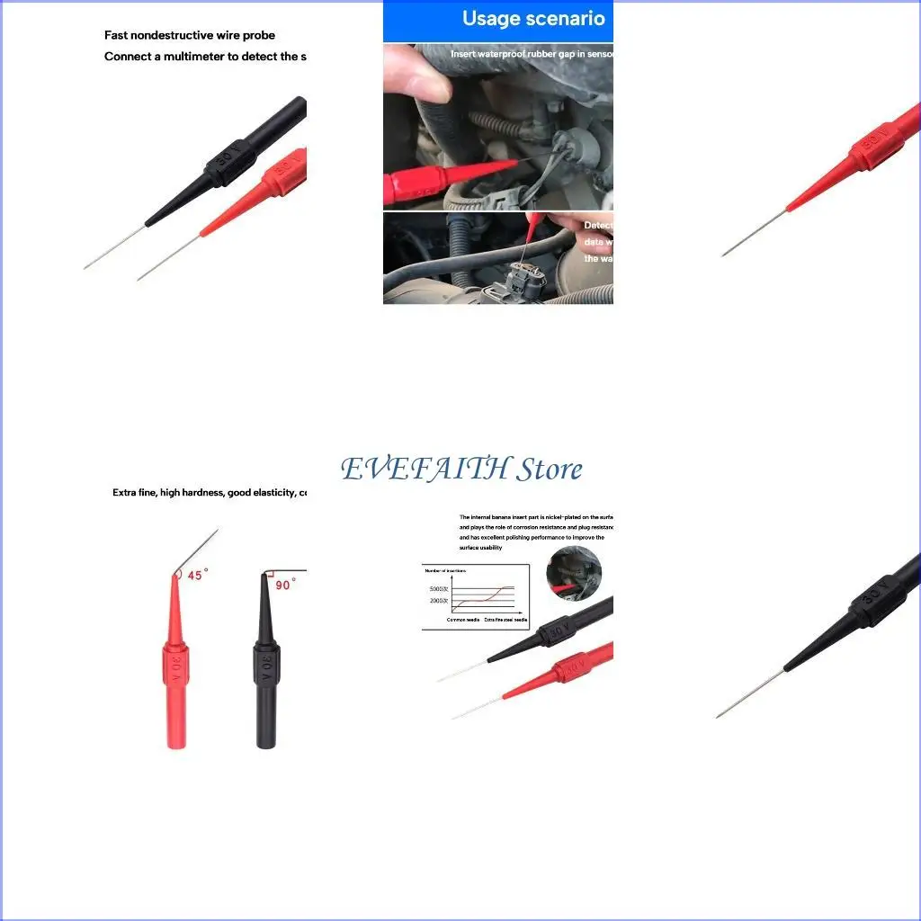 

124B Многометровый испытательный зонд задний зонда изоляция пирсинг иглы 0,7 мм 30 В 4 шт.