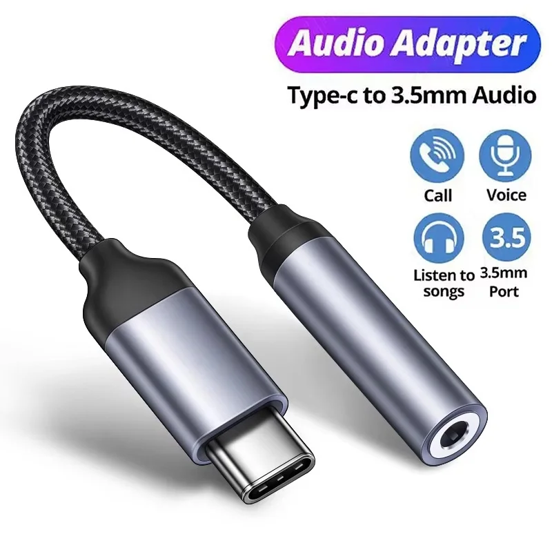 Adaptador USB C a conector hembra de 3.5mm para auriculares, adaptador de audio tipo C a 3.5mm, convertidor de cable de audio de 3.5mm para iPhone, Xiaomi, Huawei